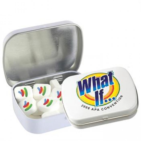 Custom Logo Domed Tin - Imprinted Square Mints