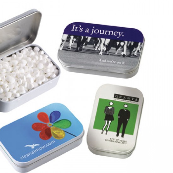 Custom Logo Rectangular Tin w/ Sugar-Free MicroMints