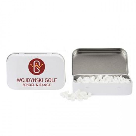 Custom Logo Rectangular Tin with Golf Club Shaped Mints