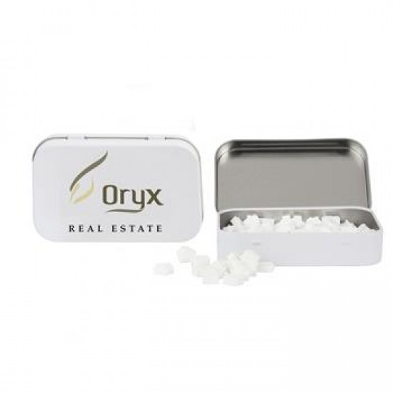 Custom Logo RECTANGULAR TIN WITH HOUSE SHAPED MINTS