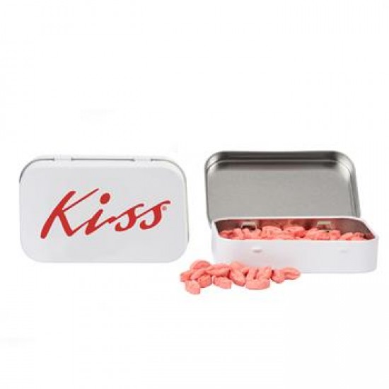 Custom Logo Rectangular Tin with Lip Shaped Mints