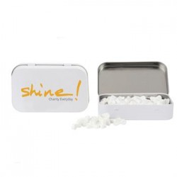 Custom Logo RECTANGULAR TIN WITH RIBBON SHAPED MINTS Custom Logo RECTANGULAR TIN WITH RIBBON SHAPED MINTS