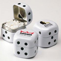 Custom Logo Roll the Dice Tin w/ Sugar-Free MicroMints Custom Logo Roll the Dice Tin w/ Sugar-Free MicroMints