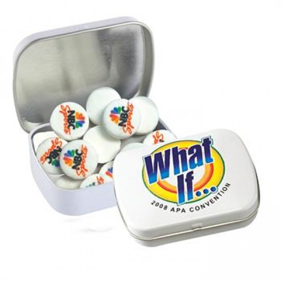 Custom Logo Slot Domed Tin - Imprinted Round Mints