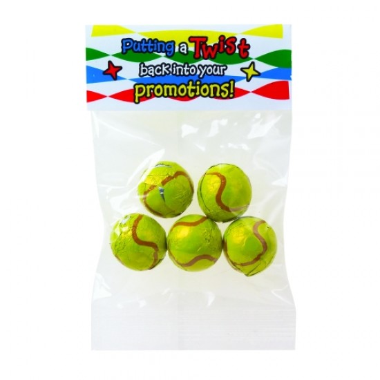 Custom Logo Chocolate Sport Balls in Header Bag (1 Oz.)