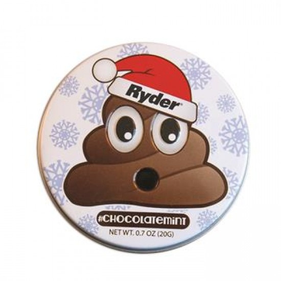 Custom Logo Santa Poop Emojy Tin w/Chocolate Mints