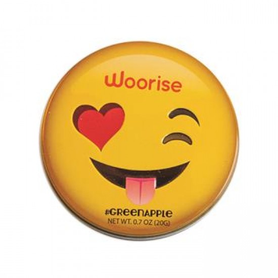 Custom Logo Winking Emojy Tin with Green Apple Mints