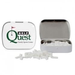 Custom Logo DOMED TIN WITH GOLF CLUB SHAPED MINTS Custom Logo DOMED TIN WITH GOLF CLUB SHAPED MINTS
