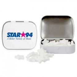 Custom Logo DOMED TIN WITH STAR SHAPED MINTS Custom Logo DOMED TIN WITH STAR SHAPED MINTS