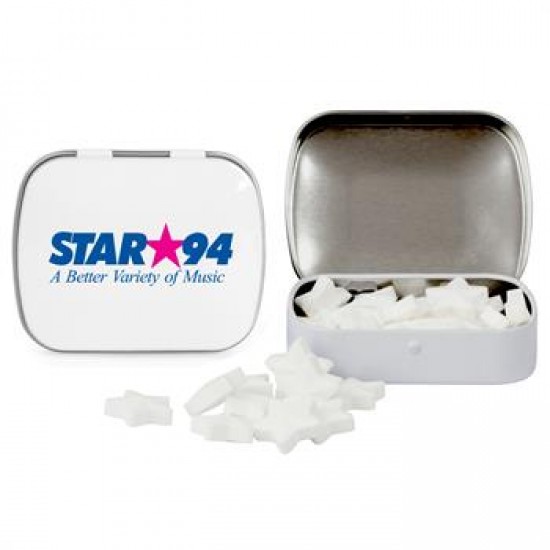 Custom Logo DOMED TIN WITH STAR SHAPED MINTS