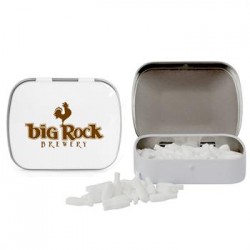 Custom Logo DOMED TIN WITH BOTTLE SHAPED MINTS Custom Logo DOMED TIN WITH BOTTLE SHAPED MINTS
