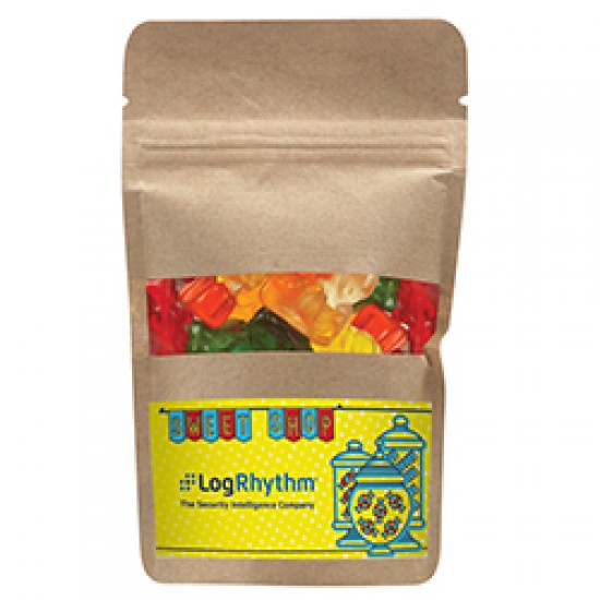 Custom Logo Resealable Kraft Window Pouch w/ Gummy Bears