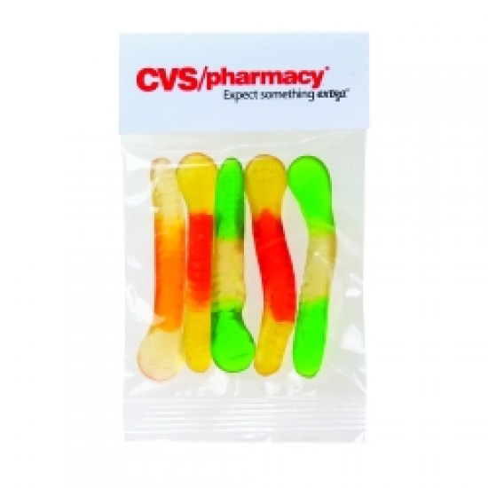 Custom Logo Gummy Worms in Header Bag (1 Oz.)