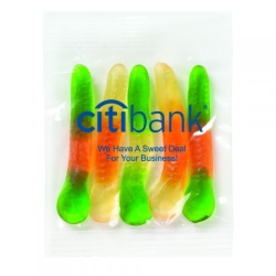 Custom Logo Promo Snax - Gummy Worms (1 Oz.)