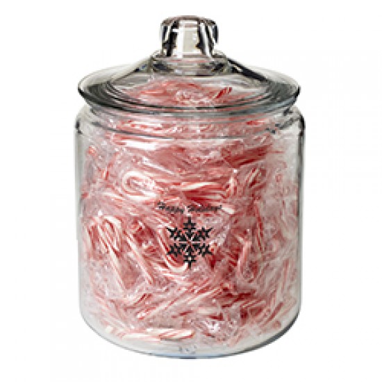 Customize Half Gallon Glass Jar - Mini Candy Canes (64 Oz.) with your logo