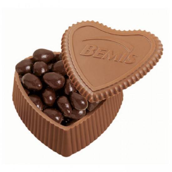 Custom Logo Custom Molded Chocolate Heart Box w/ Premium Confection