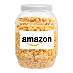 Customize Large Plastic Jar - Caramel Popcorn with your logo