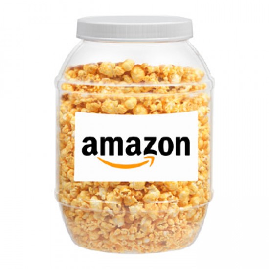 Customize Large Plastic Jar - Caramel Popcorn with your logo
