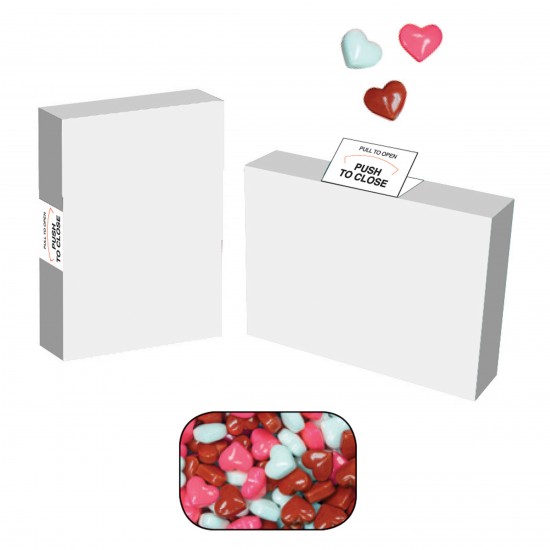 Custom Logo Advertising Box Filled With Chocolate Littles, Sugar-Free Spearmints, Sugar-Free Mints, Stars, Hearts, Mini Tarts And  Colored Candy