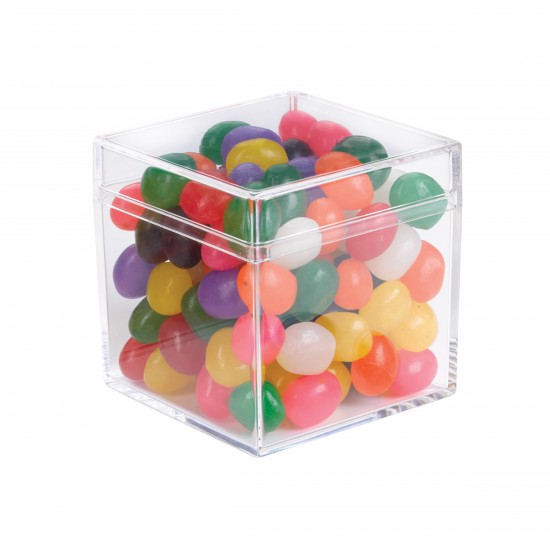 Custom Logo Cube Shaped Acrylic Container With Jelly Beans