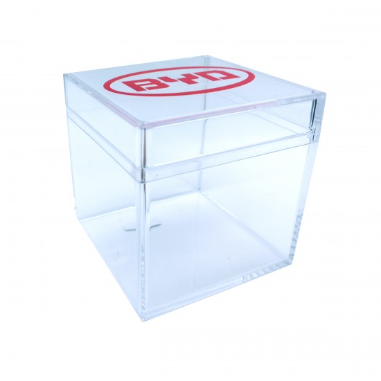 Custom Logo Cube Shaped Acrylic Container Empty