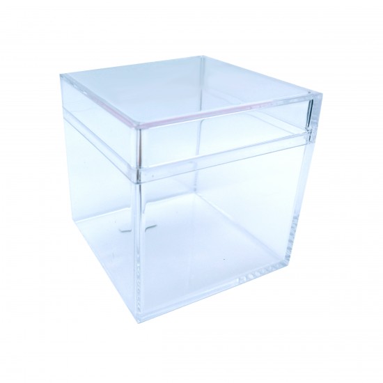 Custom Logo Cube Shaped Acrylic Container Empty