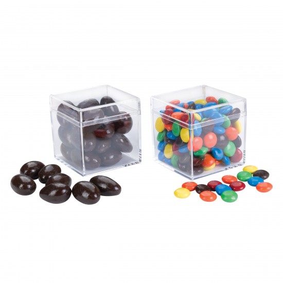 Custom Logo Cube Shaped Candy Set With Chocolate Almonds And Pufflettes