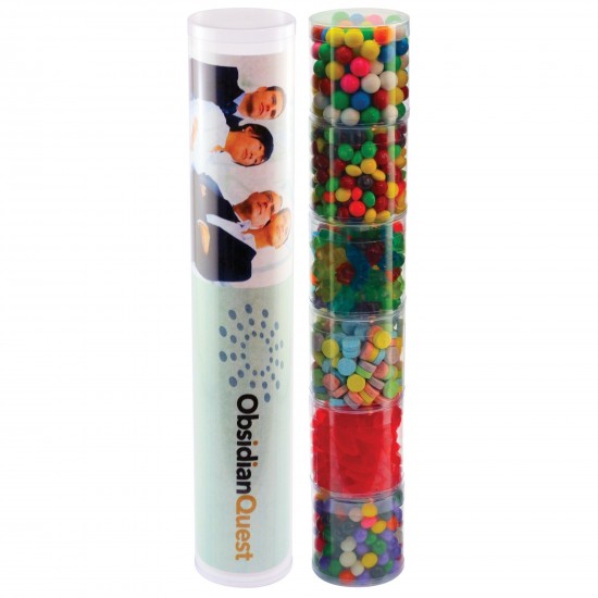 Custom Logo Six Tube Stack with Candy, Chocolates, or Healthy Snacks