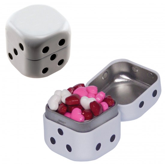 Custom Logo Dice Mint Tin with Mints, Candy, Gum, or Chocolate