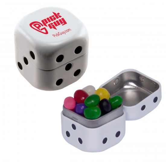 Custom Logo Dice Mint Tin with Jelly Beans, Chiclets