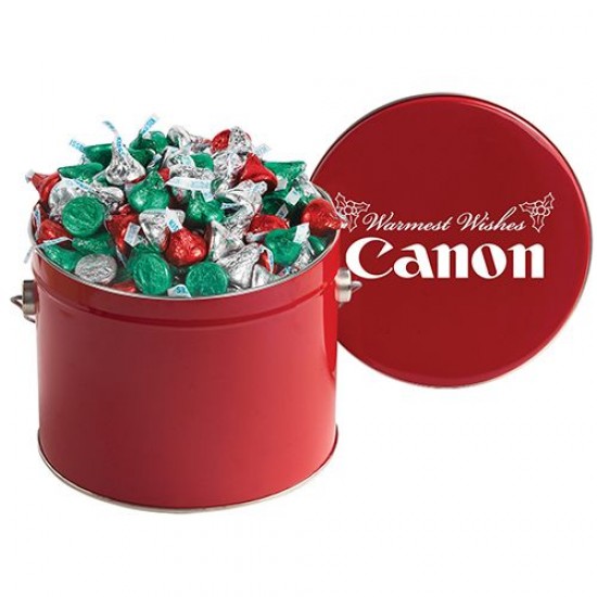 Custom Logo Hershey's Holiday Kisses in Half Gallon Tin