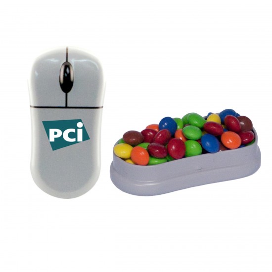 Custom Logo Mouse Mint Tin with Sugar-Free Gum, Hearts, Stars, Sugar-Free Peppermints, Colored Candy, Chocolate Littles