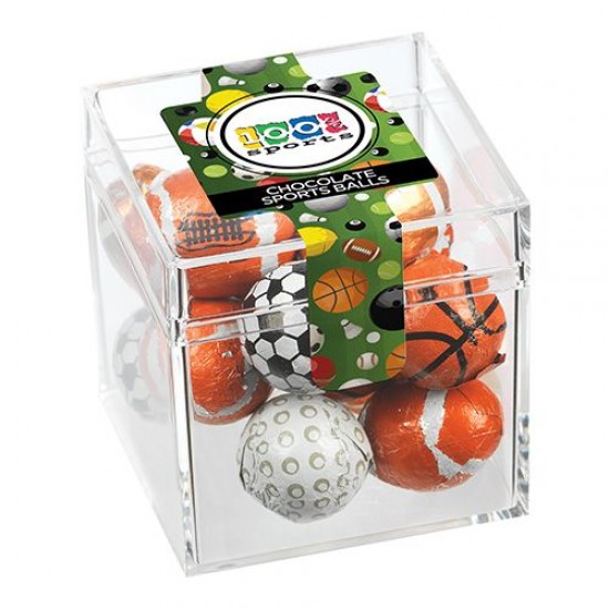 Custom Logo Signature Cube Collection w/ Chocolate Sport Balls