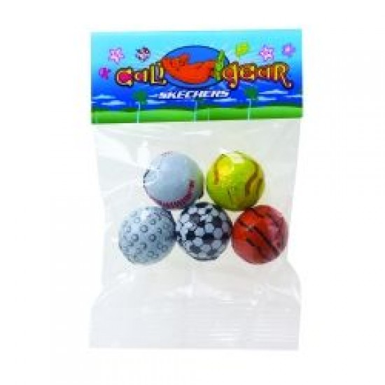 Custom Logo Chocolate Sport Balls in Header Bag (1 Oz.)