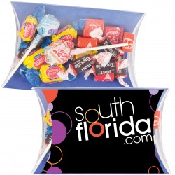 Custom Logo Large Pillow Pack With 2 Dum Dum Pops, Mix of Tootsie Rolls, Starbursts And Bubblegum