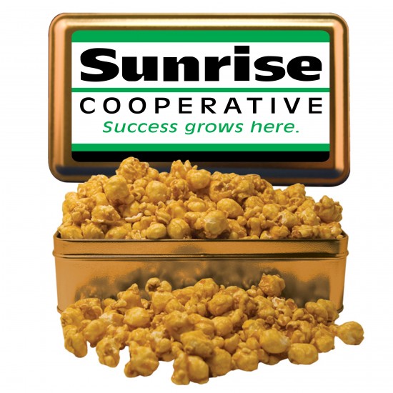 Custom Logo Rectangle Tin With Caramel Popcorn