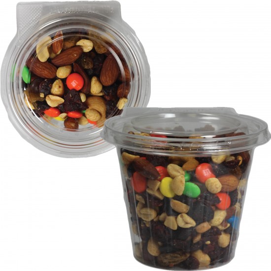 Custom Logo Safety Fresh Container Round with Trail Mix, Granola, Hershey Kisses, Hershey Miniatures, Chocolate Pretzels