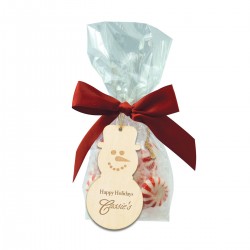 Custom Logo Mug Stuffers And Wood Ornament Kit With Red Hots, Jelly Beans, Gum