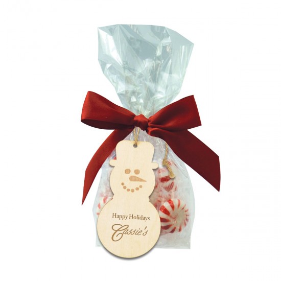 Custom Logo Mug Stuffers And Wood Ornament Kit With Peanuts, Skittles, Candy Coated Chocolate, Chocolate Littles, Candy Hearts, Candy Stars
