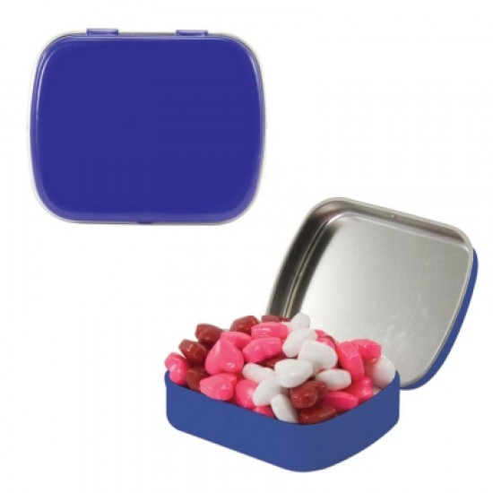 Custom Logo Mint Tin With Chocolate Littles, Hearts, Sugar-Free Peppermints, Colored Candy