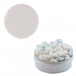 Custom Logo Large Silver Snap Top Round Tin With Sugar-Free Gum