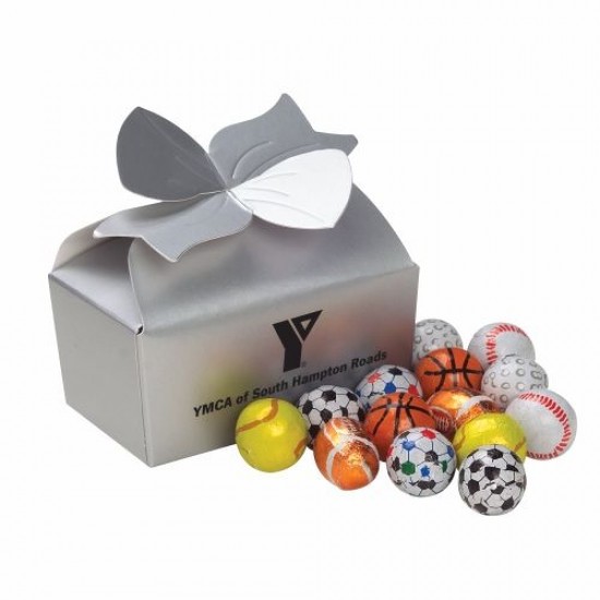 Custom Logo Large Bow Gift Boxes - Chocolate Sport Balls (14 pieces)