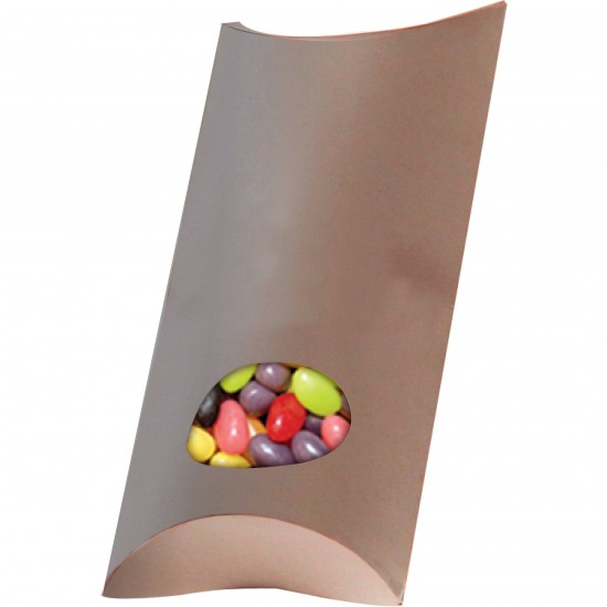 Custom Logo Pillow Box Circle w/ Signature Peppermints, Jelly Beans, Red Hots, Colored Candy