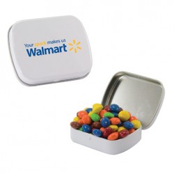 Custom Logo Mint Tin With Chocolate Littles, Hearts, Sugar-Free Peppermints, Colored Candy