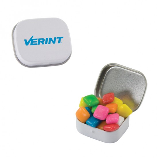 Custom Logo Mini Mint Tin With Sugar-Free Peppermints, Chiclets Gum