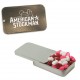 Custom Logo White Slider Tin With Colored Candy, Sugar-Free Peppermints, Chocolate Littles, Hearts, Stars