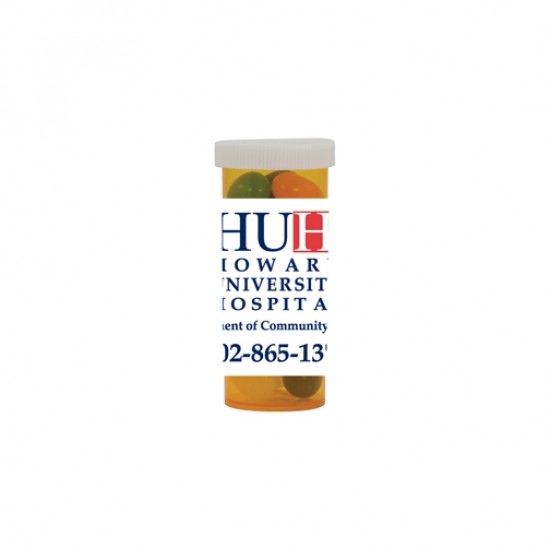 Custom Logo Mini Pill Bottle Filled With Red Hots, Jelly Beans, Gum