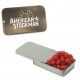 Custom Logo White Slider Tin With Signature Peppermints, Red Hots