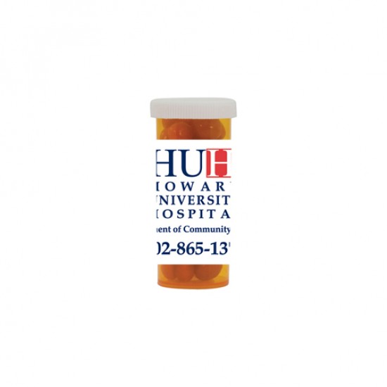 Custom Logo Mini Pill Bottle Filled With Red Hots, Jelly Beans, Gum