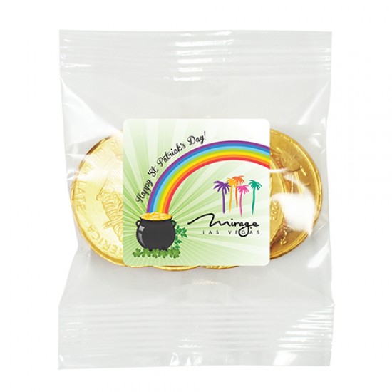 Custom Logo Irish Blessing Bag - Promo Snax - Gold Coins (1 Oz.)